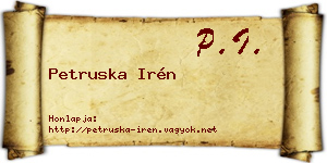 Petruska Irén névjegykártya