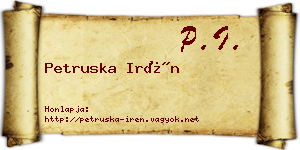 Petruska Irén névjegykártya